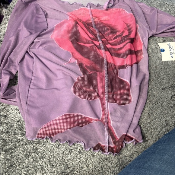 Arizona Jean Company Purple and Pink Mesh Top - Picture 1 of 5